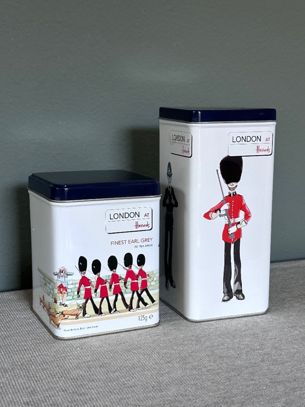 Harrods London Guards & Policeman Storage Tins/Musical: Set of 2
